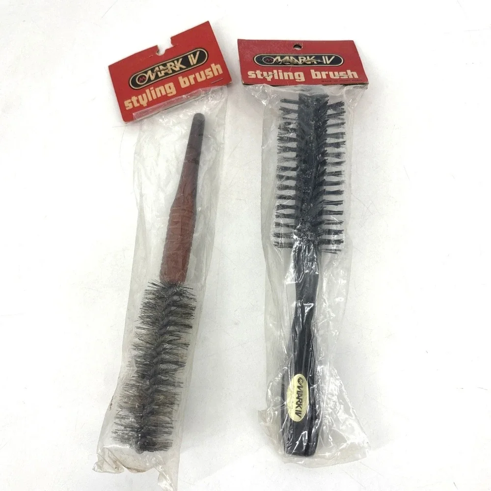 Vintage Full Round 1970s Curling Brush Stiff Bristle Spiral Hairbrush Lot NOS